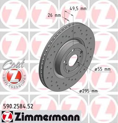 590258452 ZIMMERMANN Диск тормозной SPORT TOYOTA Avensis 2.0-2.4 05- пер 43512-05070