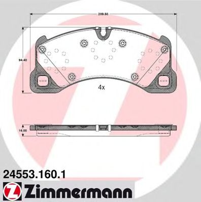 245531601 ZIMMERMANN Колодки тормозные передние VAG TOUAREG/CAYENNE 02- перед.
