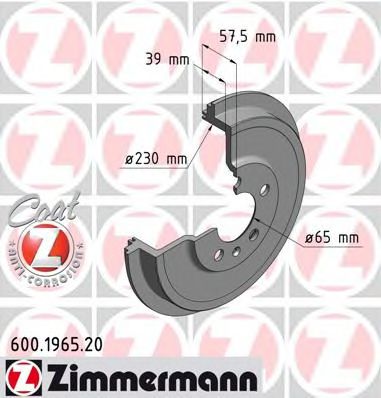 600196520 ZIMMERMANN торм. барабан зад.[230x39] 5 отв.[min 2]