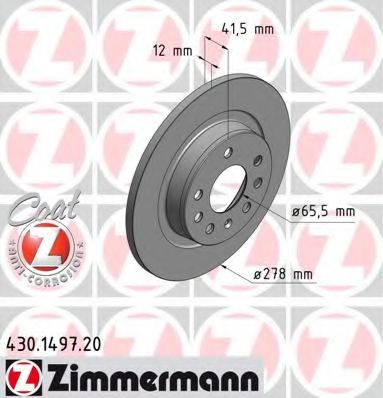 430149720 ZIMMERMANN Диск тормозной задний Opel Vectra C 04/02- Saab 9-3 R15 09/02-
