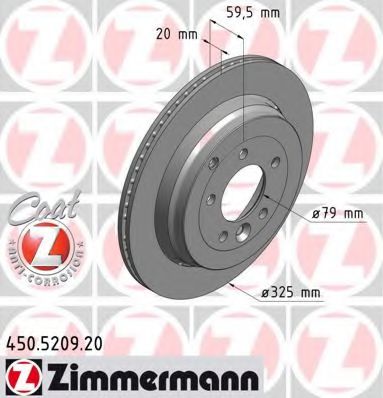 450520920 ZIMMERMANN диск тормозной задний land rover coat z discovery iii iv range rover sport