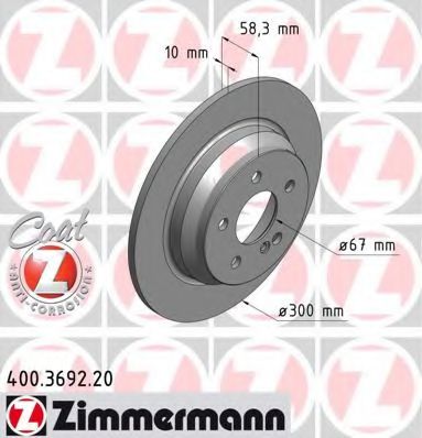 400369220 ZIMMERMANN диск тормозной задний mercedes coat z sl (r230)