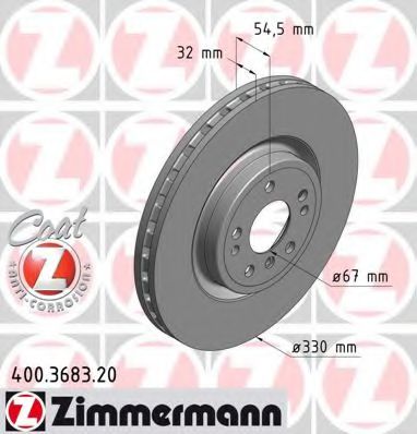 400368320 ZIMMERMANN Диск тормозной передний mercedes coat z m-class
