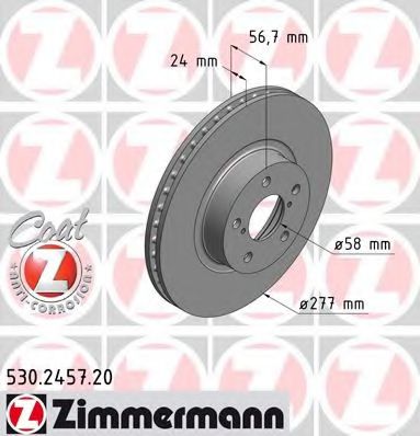 530245720 ZIMMERMANN ДИСК ТОРМ ПЕР SUB FORESTER, IMREZA, LEGACY, F 0402