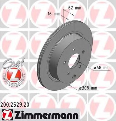 200252920 ZIMMERMANN диск тормозной задний nissan coat zfx 35, 45