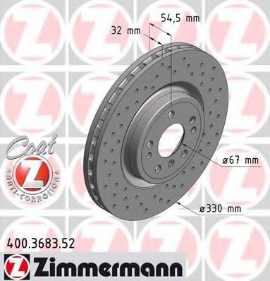 400368352 ZIMMERMANN Диск тормозной MERCEDES SPORT Coat Z M-KLASSE (W166)