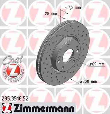 285351852 ZIMMERMANN Диск торм bs hyundai sport coat z
