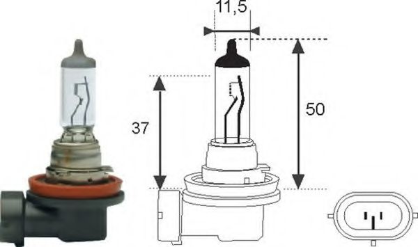 002549100000 MAGNETI MARELLI H11 Лампа накал.фары 12V 55W PGJ-19-2